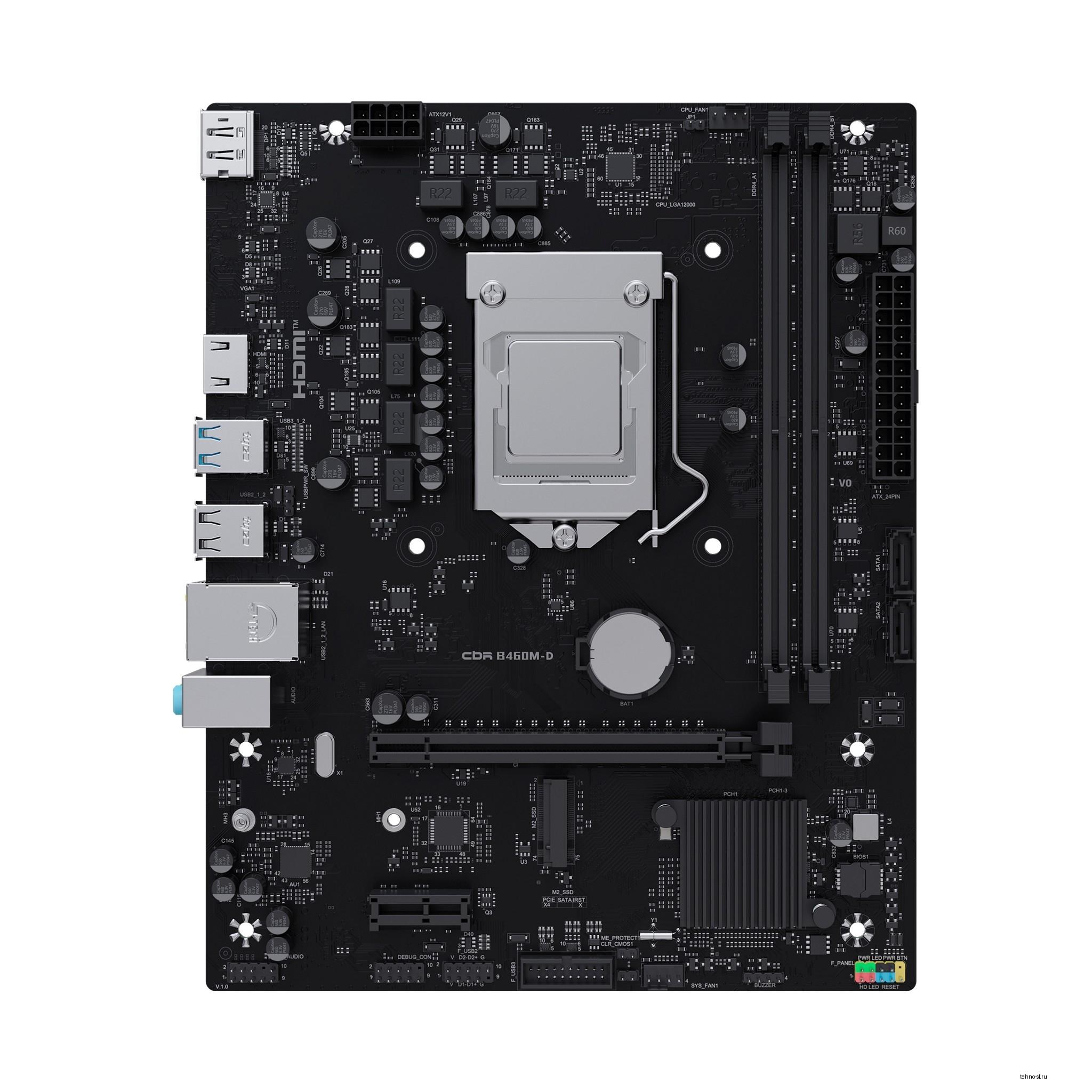 Материнская плата CBR B460M-D { Chipset Intel B460, Socket 1200, 2*DDR4, mATX, DP+HDMI, 1*PCIe x16, 1*PCIe x1, 1 M.2, 2 SATA3,2*USB 2.0 + 4*USB3.0 }