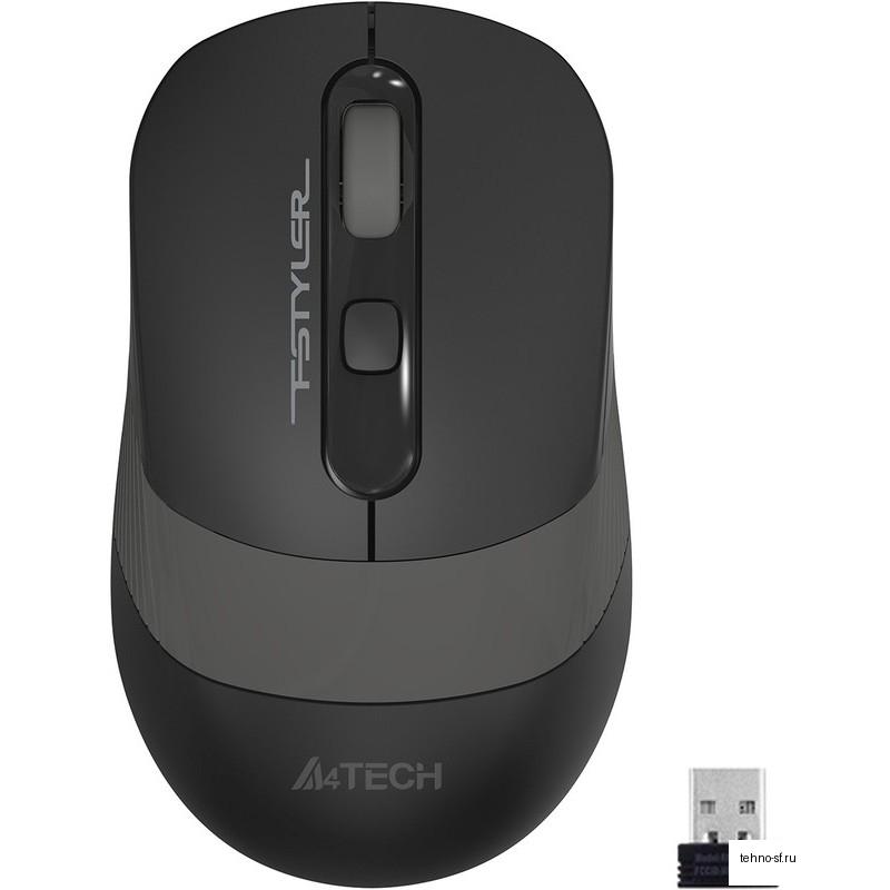 A-4Tech Мышь Fstyler FG10S черный/серый оптическая (2000dpi) беспроводная USB [1204030]