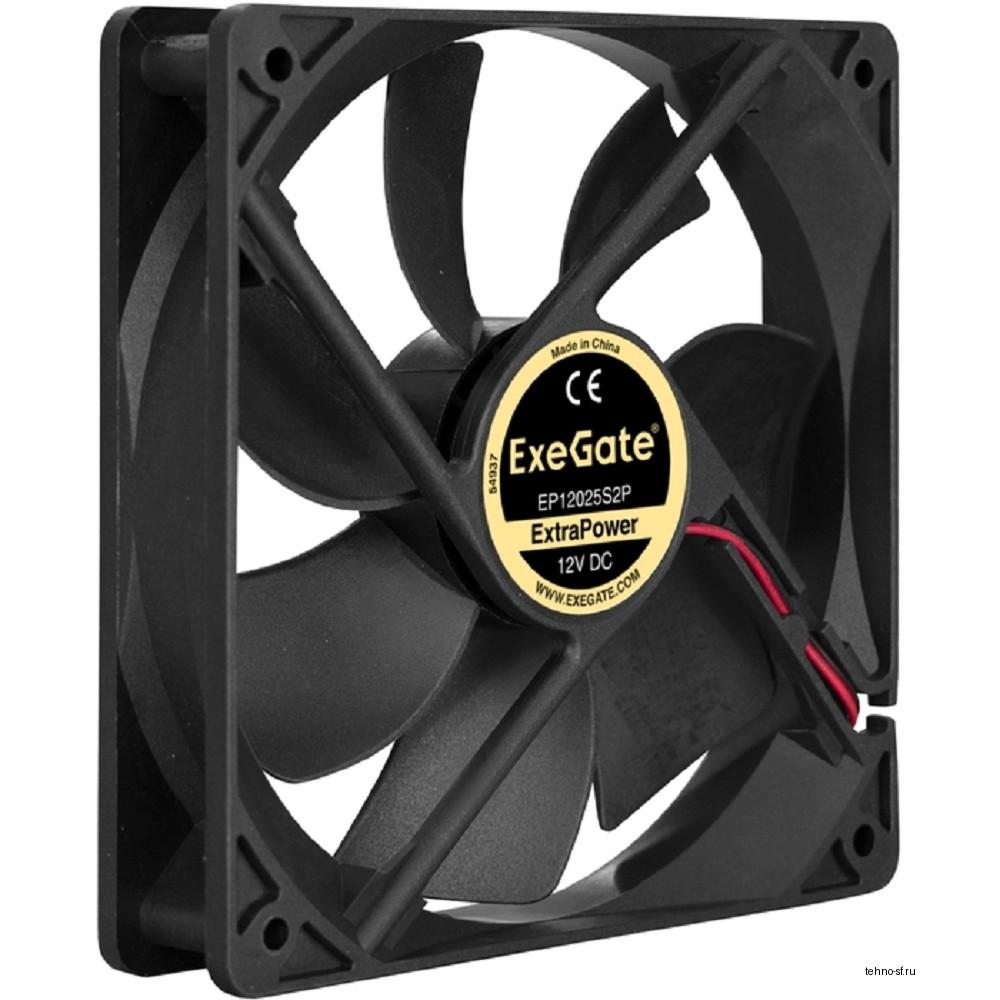 Exegate EX283385RUS Вентилятор ExeGate ExtraPower EP12025S2P, 120x120x25 мм, подшипник скольжения, 2pin, 1600RPM, 26dBA