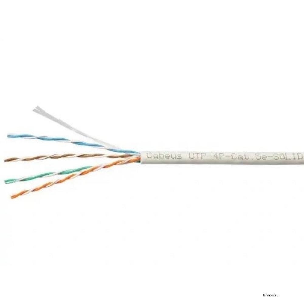 Cabeus UTP-4P-Cat.5e-SOLID-LSZH-GY-LIGHT Кабель витая пара UTP (U/UTP), категория 5e, 4 пары 0,47мм (24 AWG), одножильный, LSZH, нг(А)-HF, серый, (305 м)