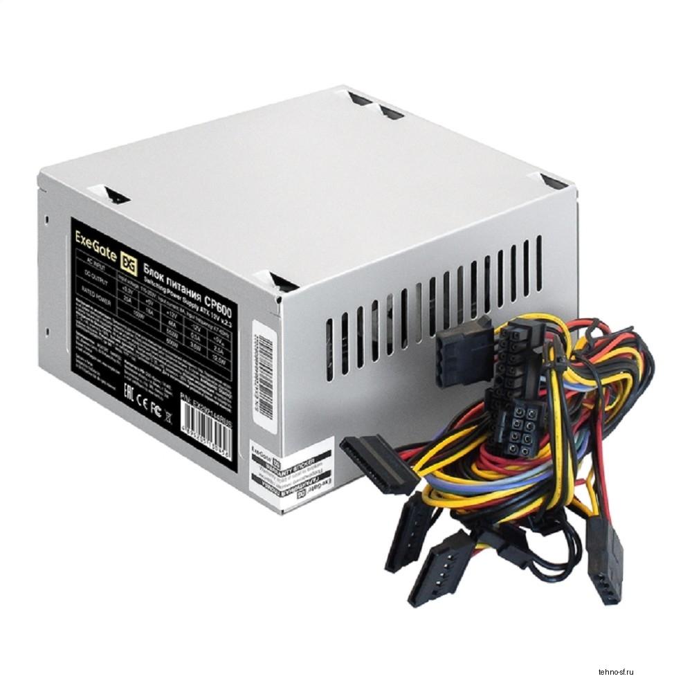 Exegate EX292144RUS Блок питания 600W ExeGate CP600 (ATX, 8cm fan, 24pin, 4pin, 3xSATA, 2xIDE, FDD)